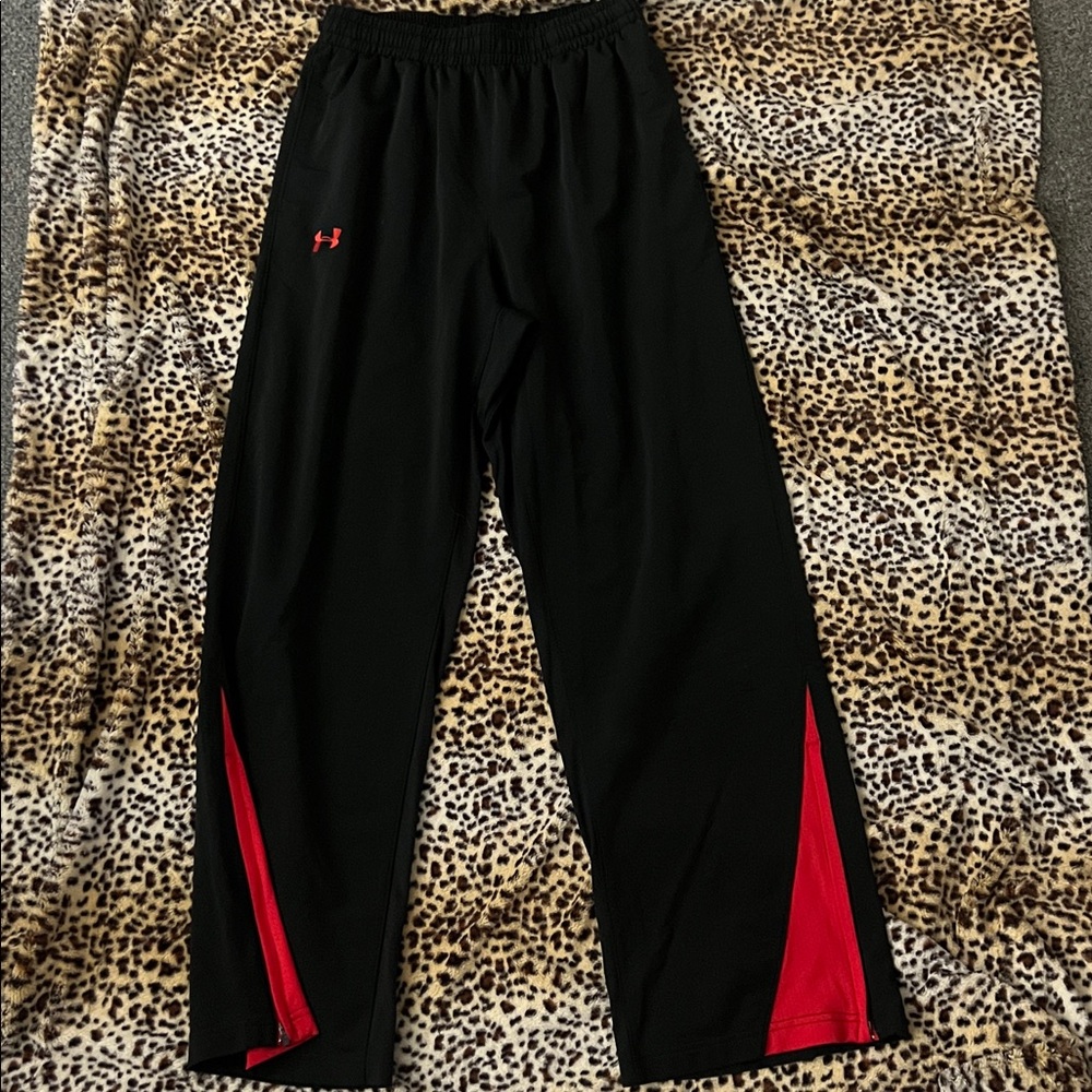 Under Armour Black athletic Pants with Red Accents